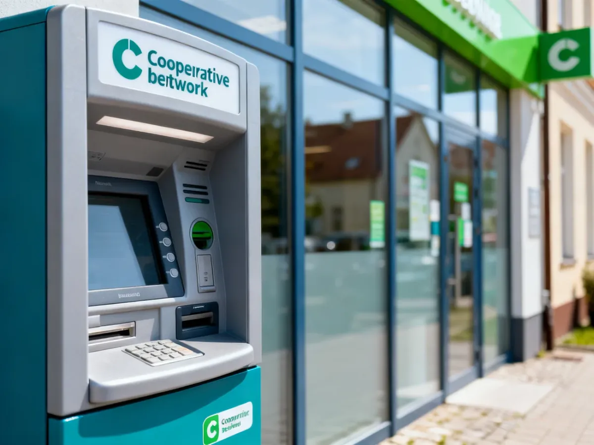 Bankomat przy lokalnym banku spółdzielczym