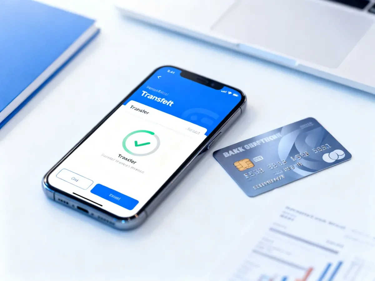 Smartfon z cyfrowym portfelem i przelewem bankowym