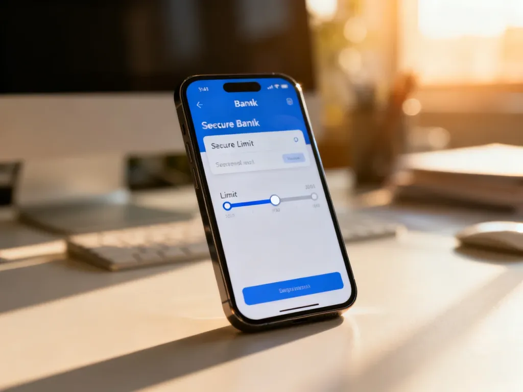 Ekran smartfona z suwakiem do ustawiania limitów finansowych w aplikacji bankowej mBank.