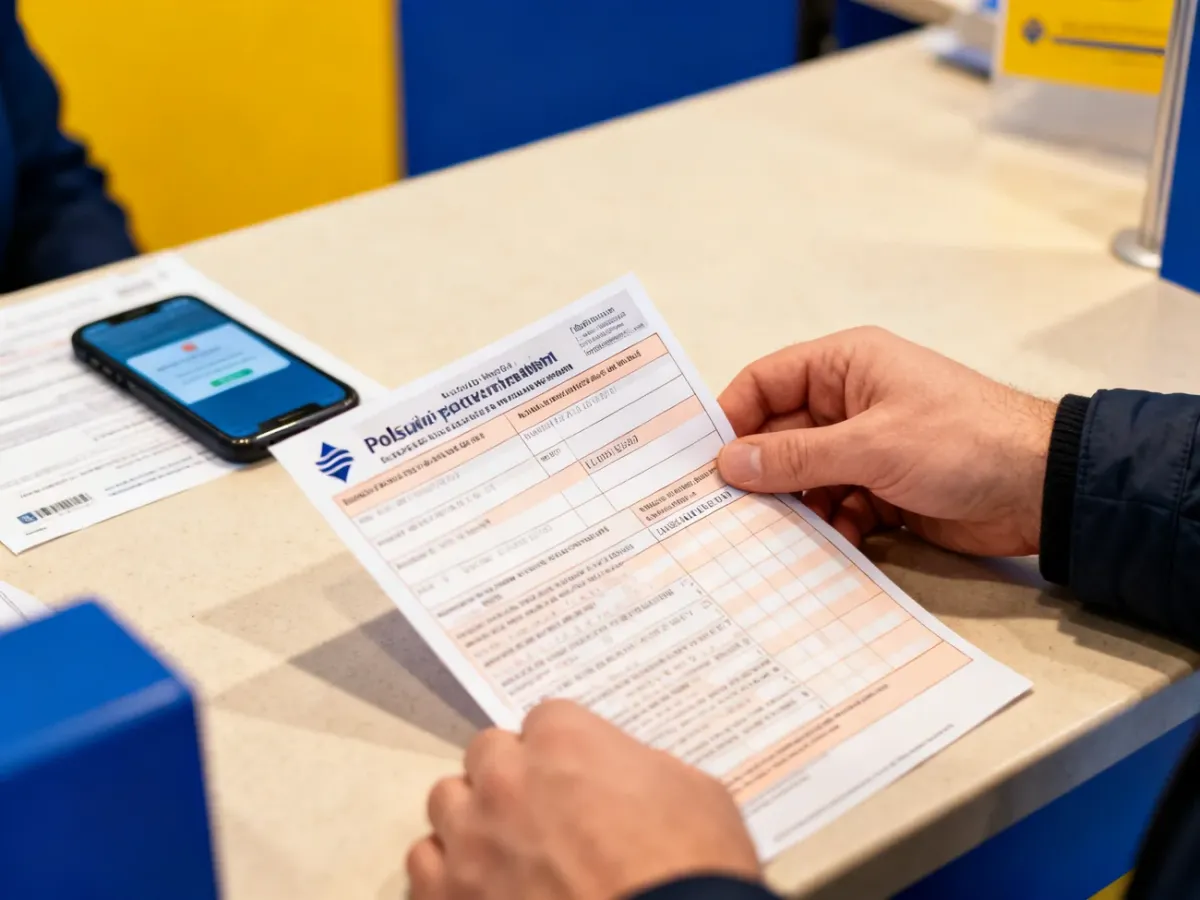 Klient nadający przekaz pocztowy w placówce pocztowej