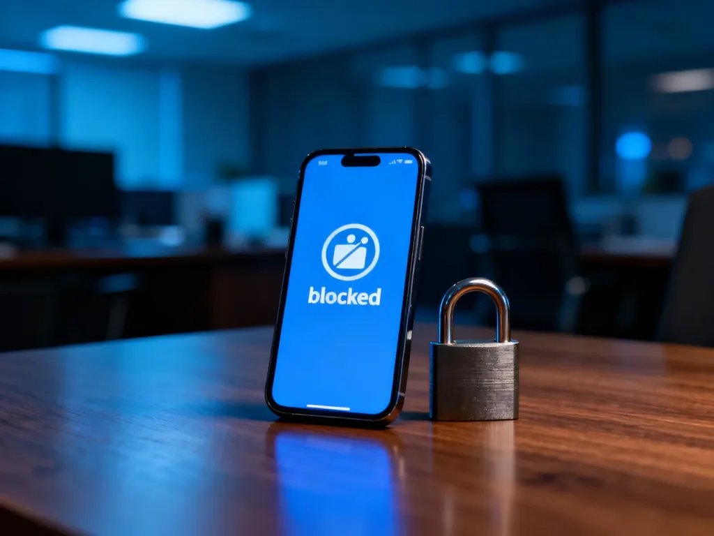 Smartfon z ikoną blokady i kłódka na biurku, symbolizujące ochronę przed oszustwami bankowymi i cyberbezpieczeństwo.