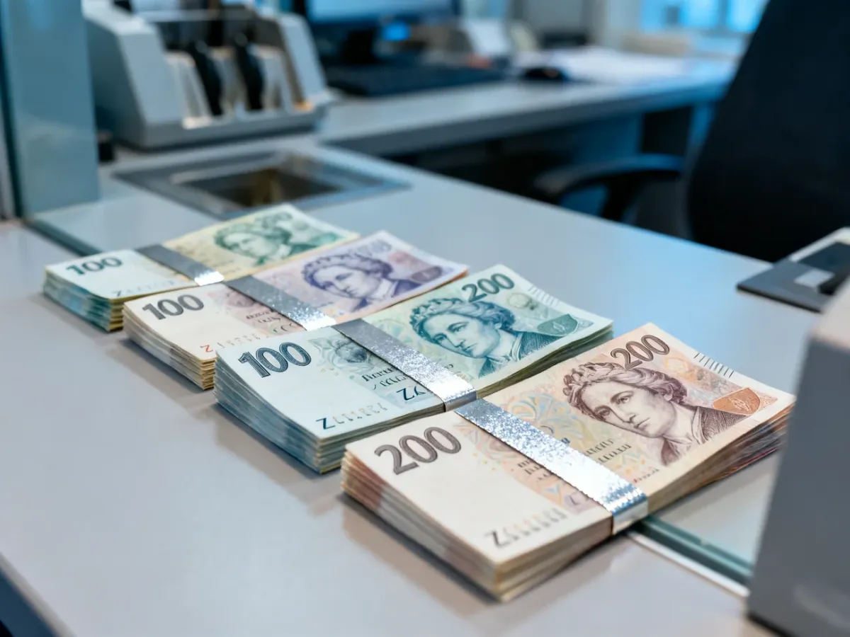 Wycofane czeskie banknoty z wąskim srebrnym paskiem zabezpieczającym